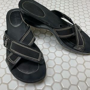 Cole Haan Black Sport strap wedge NikeAir sole 8.5